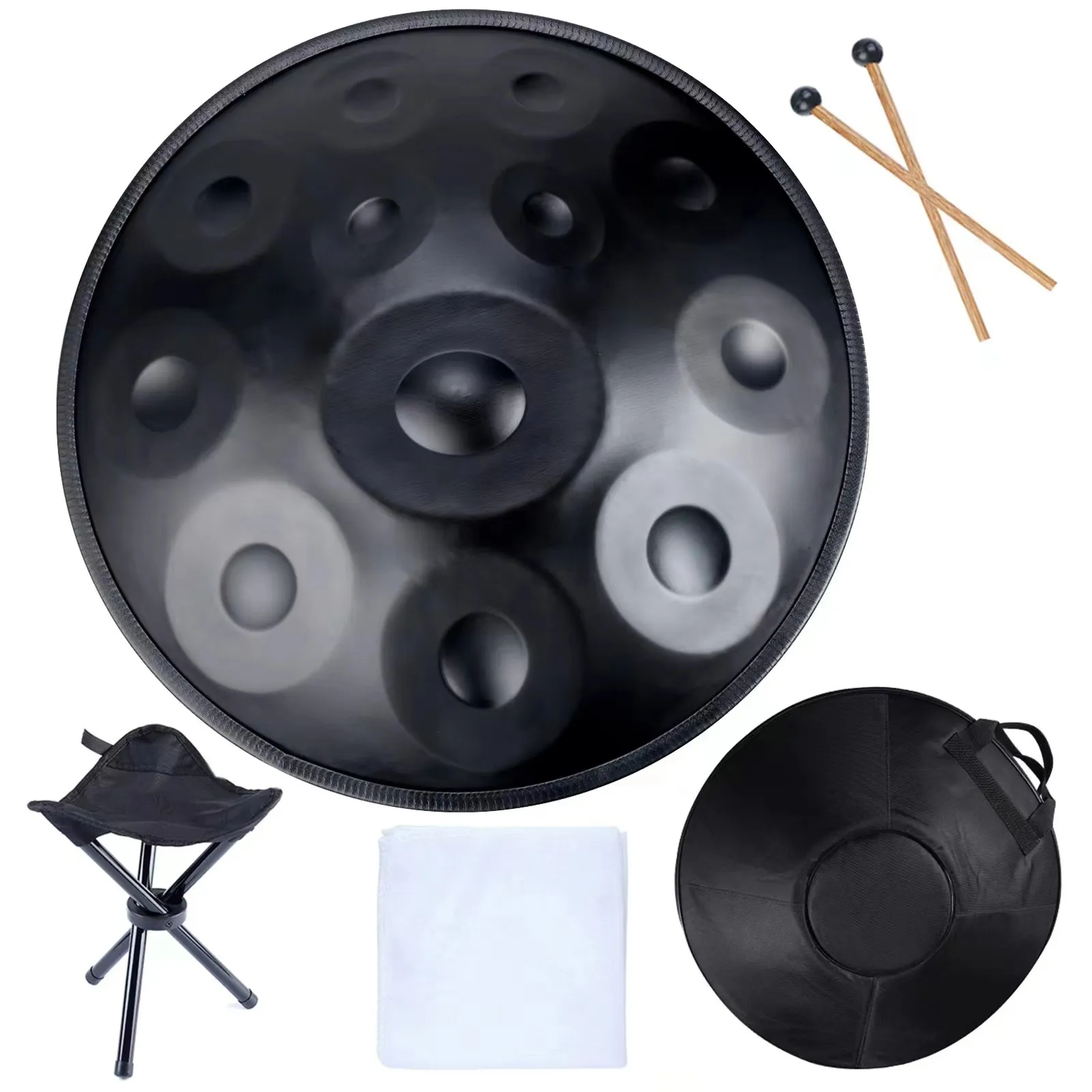 12 noten D mineur handpan stalen tongdrum voor beginners Geluidsmeditatie percussie-instrument Handpan met tasstandaard