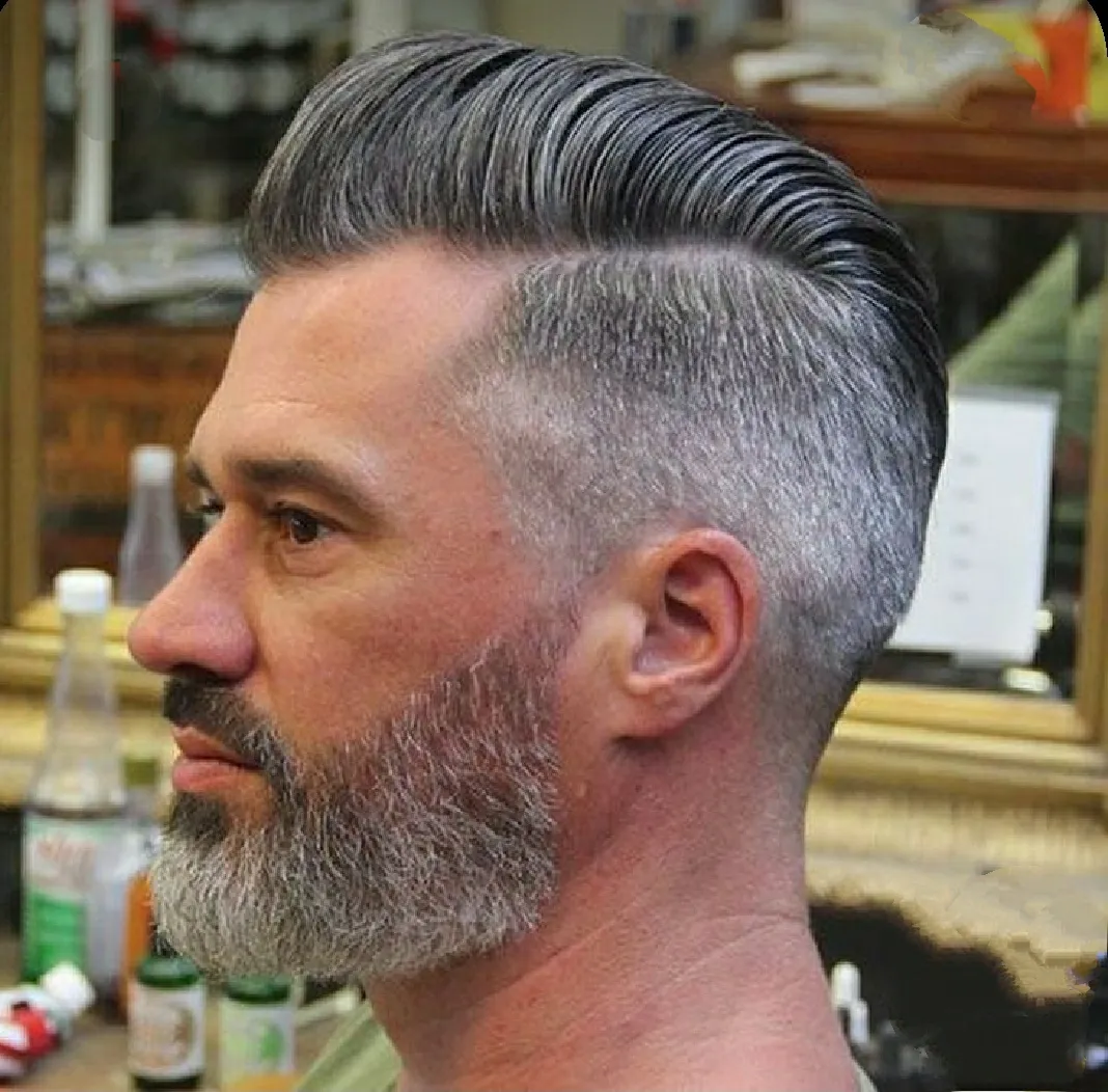 Mens Toupee Hair Replacement Mixed 1B40 Gray Wig For Hair Loss