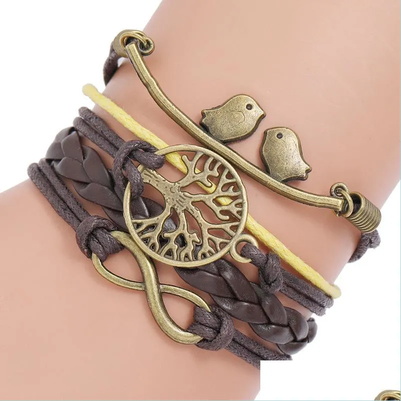 Charm Bracelets Infinity Tree Of Life Bracelet Adjustable Mtilayer Women Bracelets Fashion Jewelry Gift Drop Delivery Dhedt