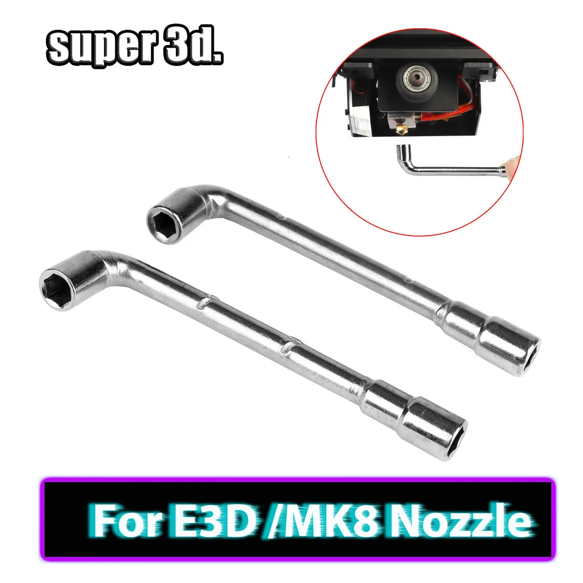 Andere printerbenodigdheden Pijpen Socket Socket L -vormig 6 ​​mm 7 mm geperforeerde elleboog 7 gevormde zeshoekige herstelgereedschap met dubbele kop voor 3D Mk8 Nozzle 221114