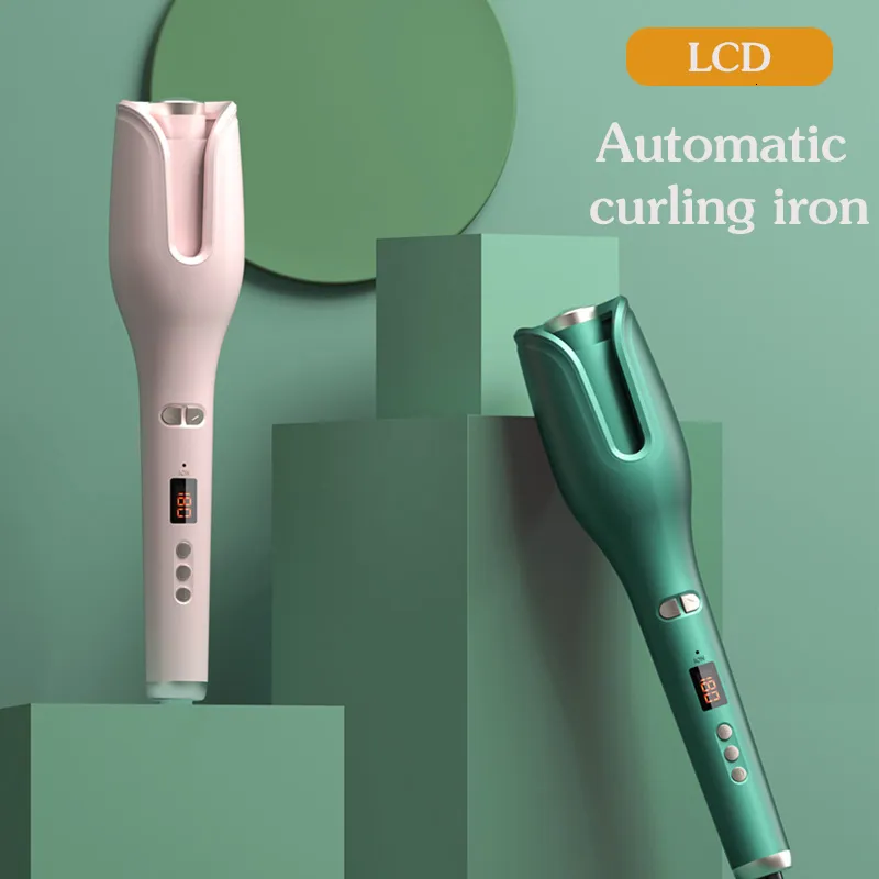 Curling Irons Rod Set Automatic Hair Curler Electric Ceramic Heat LCD -skärm Roterande vågtångar Styling Tool 221116