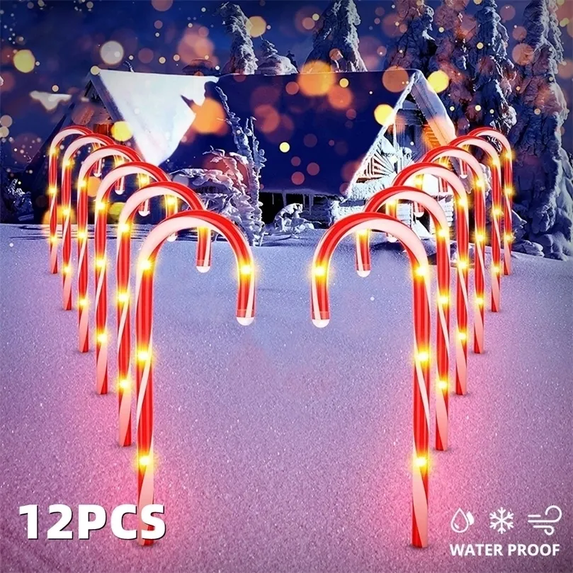 Gartendekorationen Solar Weihnachtslichter im Freien LED Candy Candy Cane Lampe Atmosphäre Jahr 221116