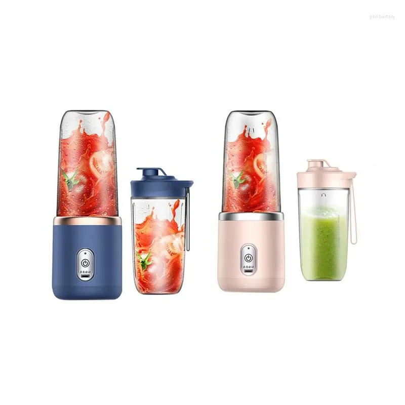 Juicers 6 Blades Juicer Blender With Cup And Lid Portable USB Rechargeable Small Fruit Juice Mixer Machine