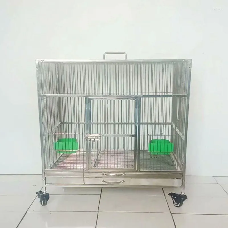 Klatki ptaków klatka ze stali nierdzewnej Parrot Parrot Tray Metal Rectangle Duże domy na zewnątrz Jaula Pajaro Grande Pet Supplies DL60NL