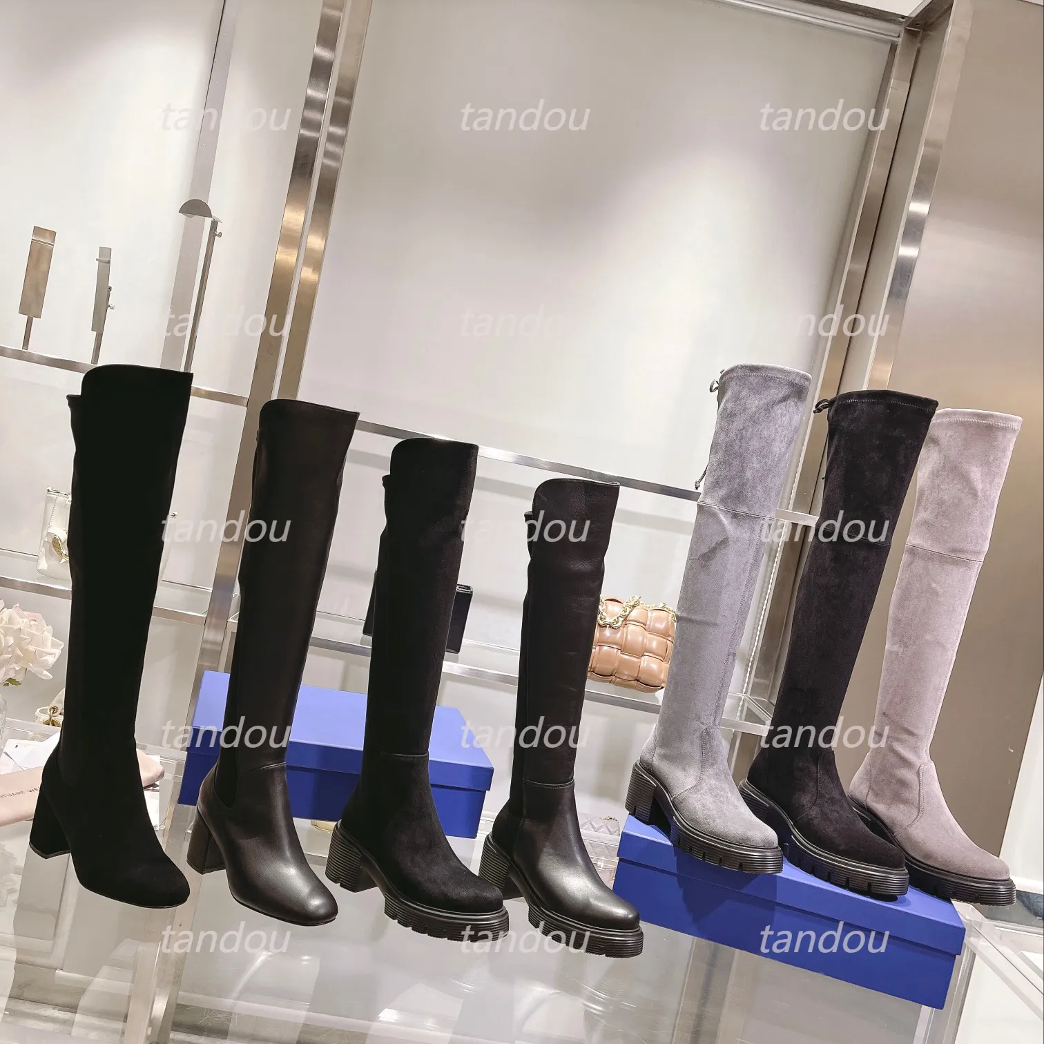 SW 5050 Ultralift Boot Avenue City Over-The-Knee Boot Designer Stuart Läder Dam Weitzman Fashion Booties Storlek 35-40