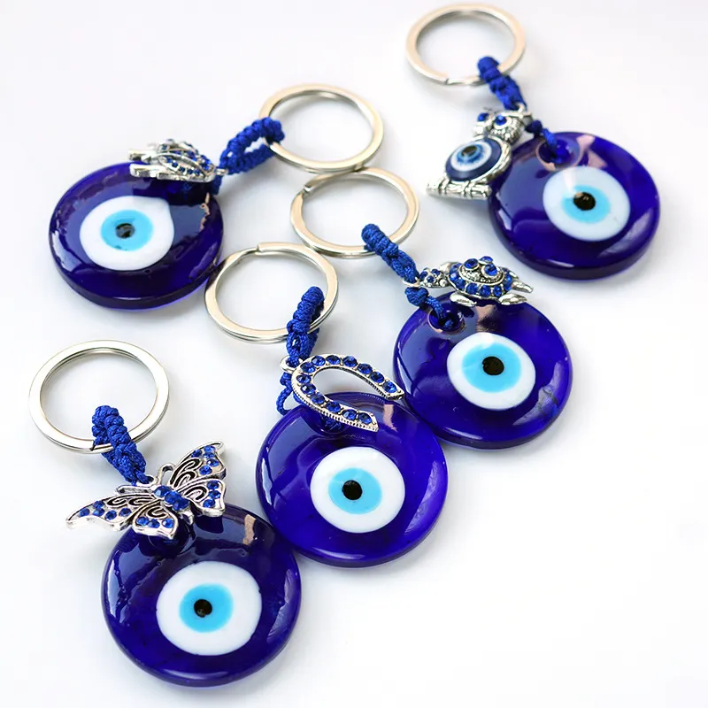 Blue Glass Evil Eye Animal Key Chains Decorate Keychain for Wholesale