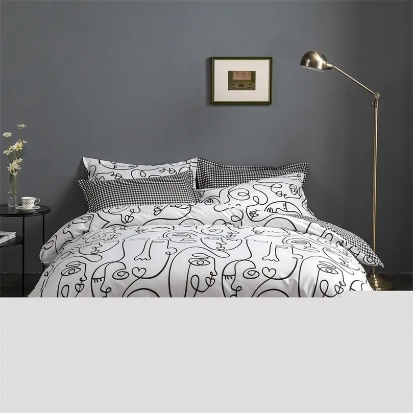 Bedding sets Evich Simple Modern Abstract Black Lines Superior Quality Sets Single Twin Full Queen Size Sheet Pillowcase Home Textile 221116