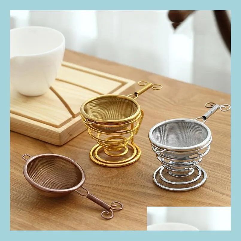 Tea Strainers Tea Leakages Net Stainless Steel Strainers Filter Screen Strainer 3 Colors Metal Accessories Drop Delivery Home Garden Dh1Sf