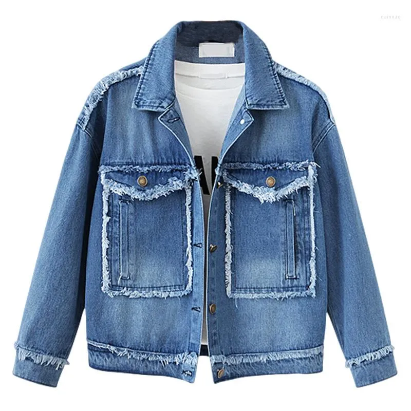 Jackets femininos femininos Spring outono e tamanho grande jeans jean jeans mulher azul windbreaker streetwear jeans feminino jeans casual