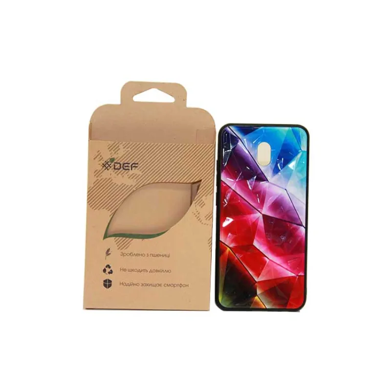 Empty Folding Custom Printed LOGO Cell Phone Case Packaging Box With Window Plastic Small Gift Kraft Paper Box A337