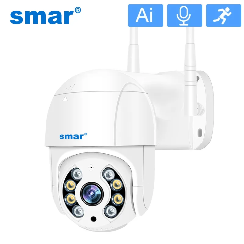 Câmeras de cúpulas SMAR 4K 5MP 3MP 1080P Câmera de Wi -Fi Ptz PTZ de duas formas de áudio Smart Color Night Vision Auto Rastreamento de segurança Vigilância de segurança 221117