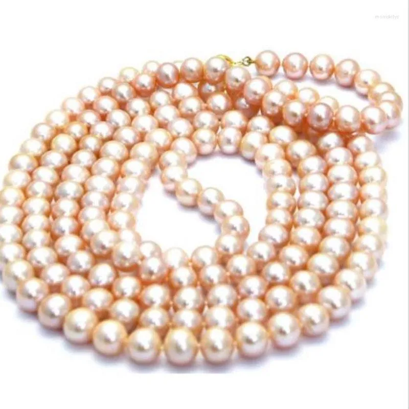 Kettingen Elegant 9-10 mm Round South Sea Gold Pink Pearl Necklac