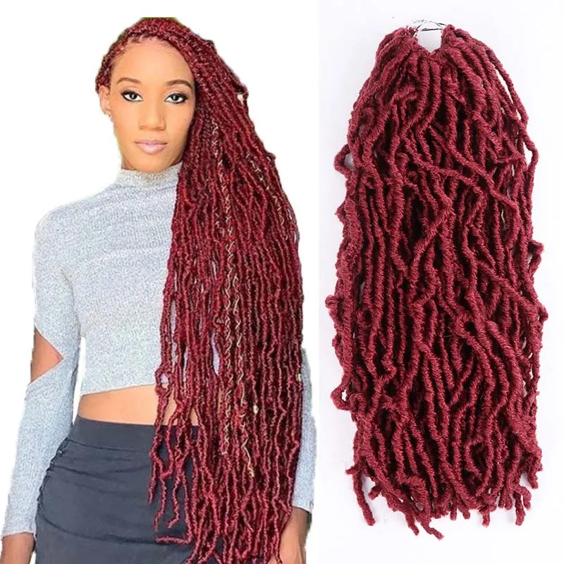 Synthetische nu faux locs haakvlechthaar 18 24 36 inch voor-lused zachte godin sloten krullende haakhaarverlenging voor zwarte vrouwen