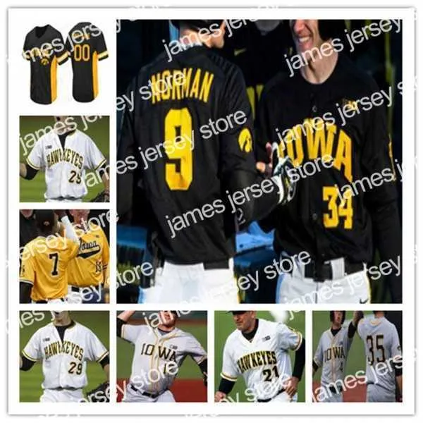 Baseball genäht Jersey Iowa Hawkeyes Black Menens Womens Jugendliche beliebige Name und jeder Nmber