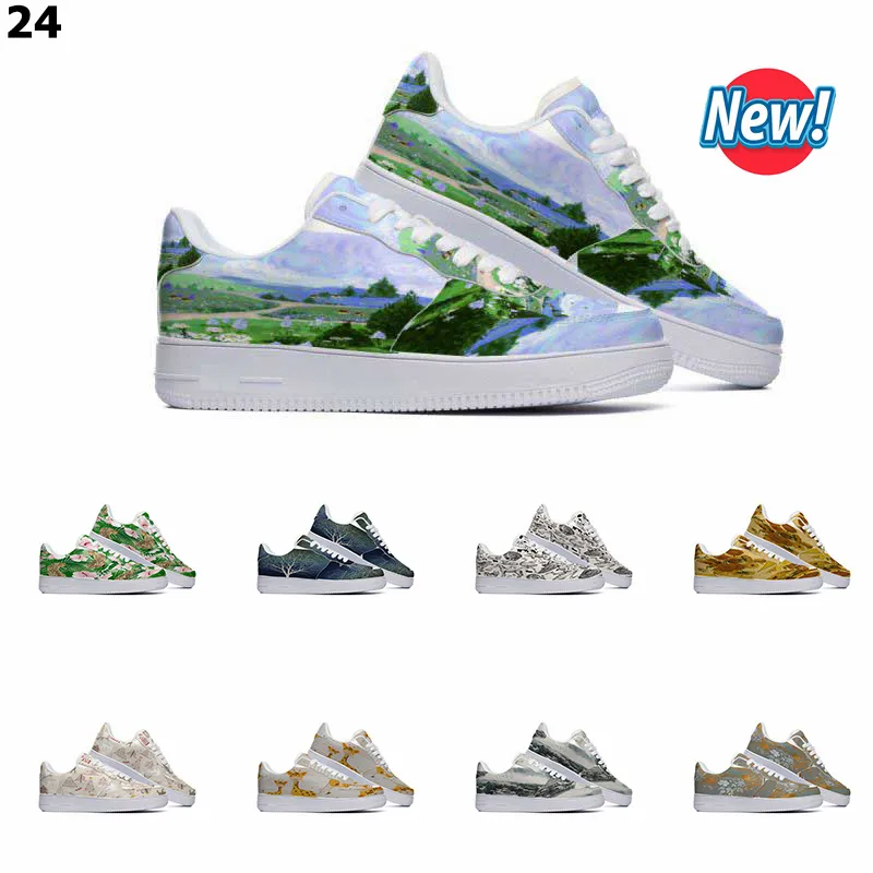 Hotsale Custom Shoes Sapatos casuais homens homens pintados à mão Anime Moda Menns Trainers Sports Sneakers Color24