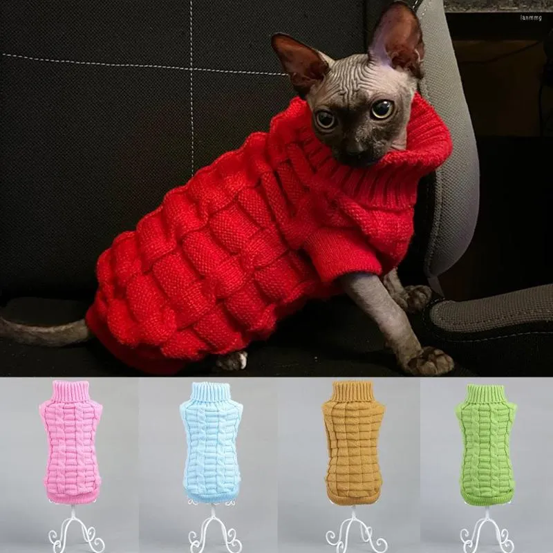 Costumi per gatti Vestiti natalizi Inverno Morbido caldo Maglione lavorato a maglia Felpa con cucciolo di gattino Chihuahua Sphynx Cappotto Dolcevita Pet Regalo di Natale