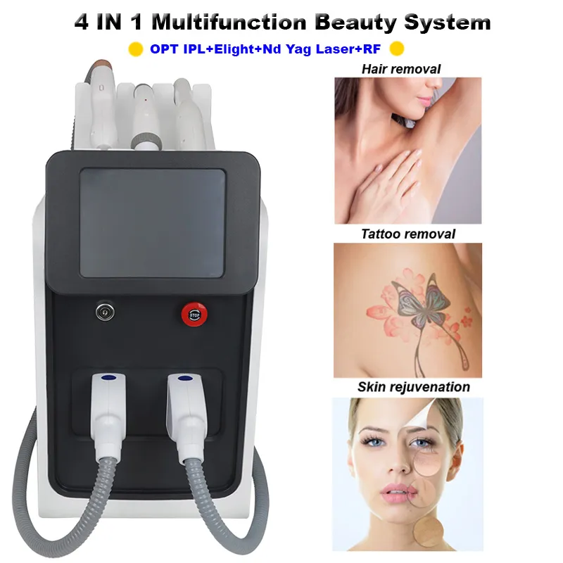 4 IN 1 Multifunctional Elight laser Machine OPT IPL Hair Removal RF Skin Rejuvenation Nd Yag Laser Remove Tattoo Therapy Device CE Approved