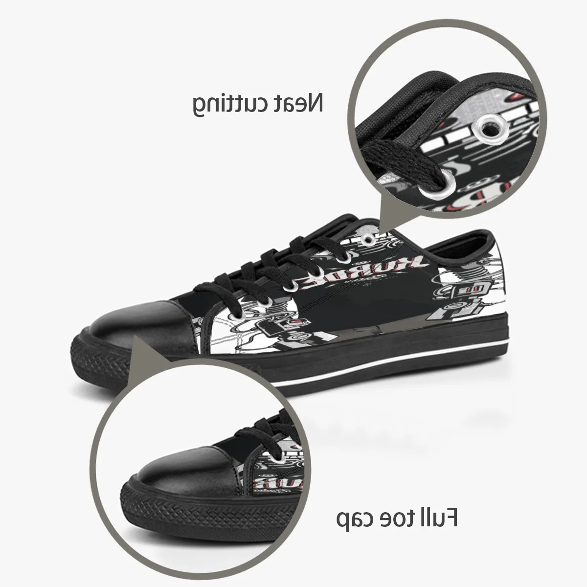 Men dames diy aangepaste schoenen lage top canvas skateboard sneakers drievoudige zwarte aanpassing UV printsports sneakers wangji 165-113