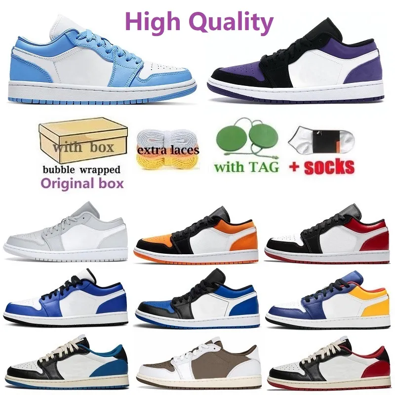 2023 Hot Low Cut Jumpman Og Męs Buty koszykówki Electro Orange Obsidian UNC Hyper Royal University Blue Lucky Green Patent Women Man Sneakers 36-45