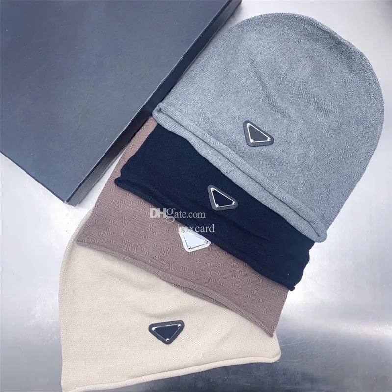 Delicate Women Knitted Beanies Triangle Icon Designer Pile Caps Autumn Winter Warm Skull Cap Sports Knit Beanie