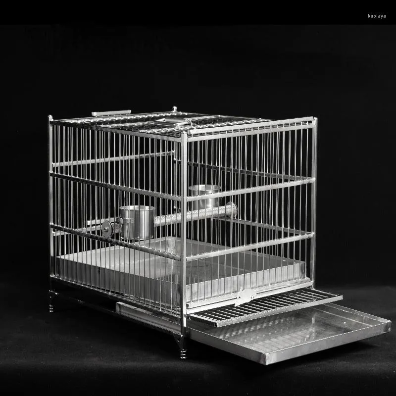 Stainless Steel Bird Cages Supplies Tray With Feeder And Drink Holder Large Travel Companion For