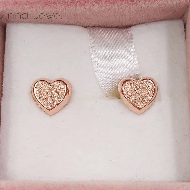 Dorapang 정통 100% 925 Sterling Silver Pandora Matte Brilliance Heart Heart Heart Earrings와 Clear CZ가 유럽 스타일 보석류 287928 Annajewel