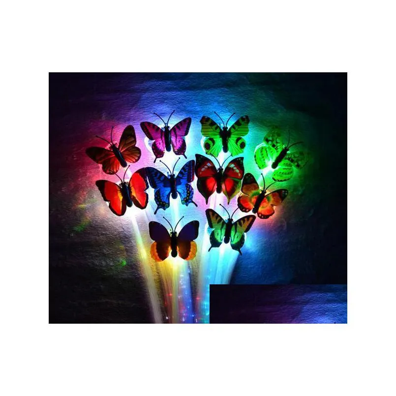 Other Event Party Supplies Led Flash Butterfly Fiber Braid Party Dance Lighted Up Glow Luminous Hair Extension Rave Halloween Deco Dha8O