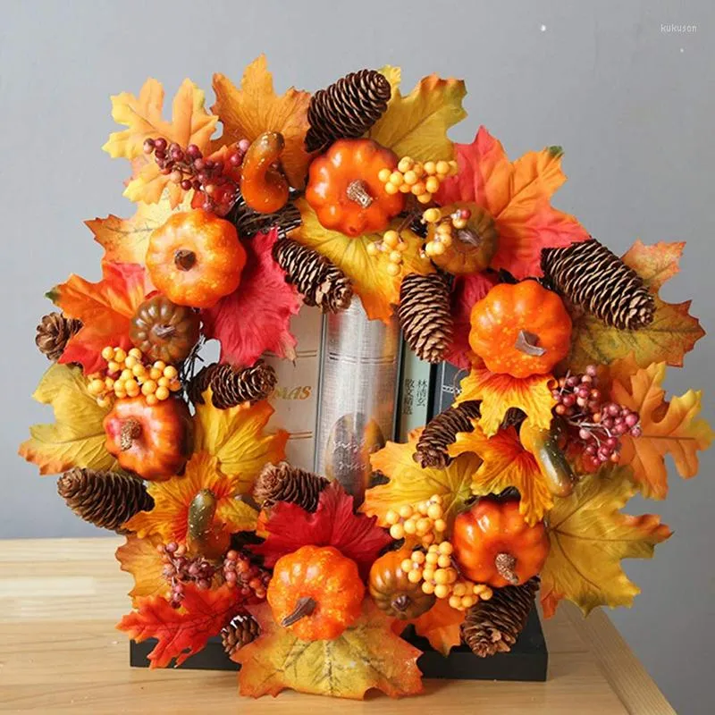 Flores decorativas Halloween Wrinalh Wrinalt Realistic Durable Simulation Pumpkin Berry Decoration Prop para externo interno