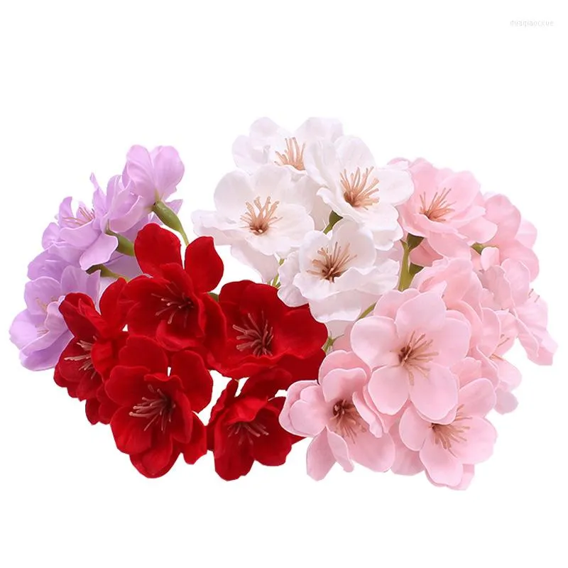 Decorative Flowers 50pcs/box Artificial Cherry Blossom Soap Head Valentine's Day Gift Bridal Petals Wedding Party Home Diy Decoration