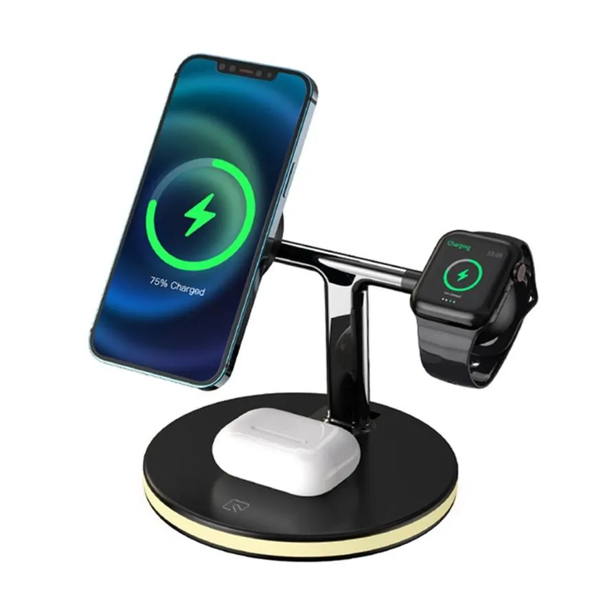 3 em 1 carregador sem fio magn￩tico para iPhone 14 Pro Max 13 12 Stand 15W Esta￧￣o de doca de carregamento r￡pido compat￭vel com Apple Watch AirPods 1/2 3 Pro 2