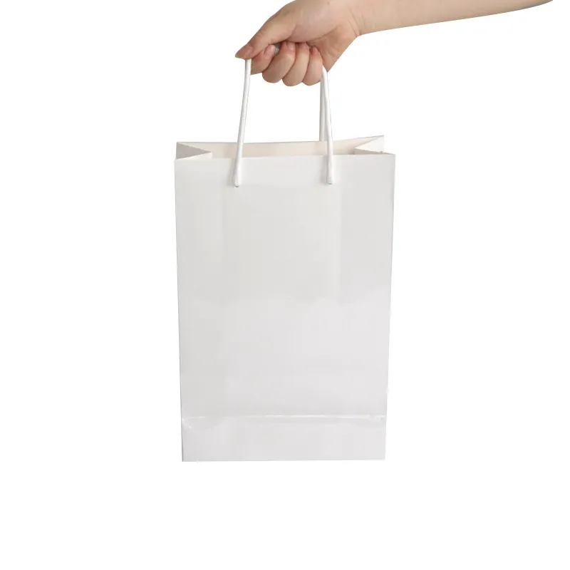 Fast ship Sublimation white paper bags with handle Bulk Gift Wrap Bag Shopping Bags Present Merchandise Retail Party Box