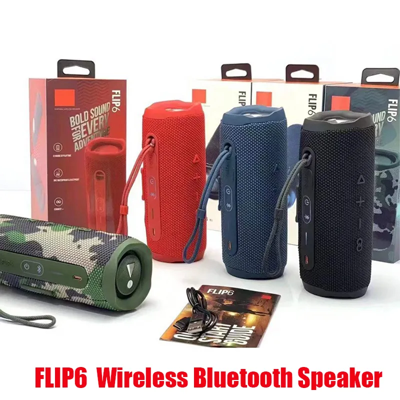 Flip 6 Kablosuz Bluetooth Hoparlör Mini Taşınabilir IPX7 FLIP6 Su Geçirmez Taşınabilir Hoparlörler Açık Stereo Bas Müzik Parçası Bağımsız TF Kart