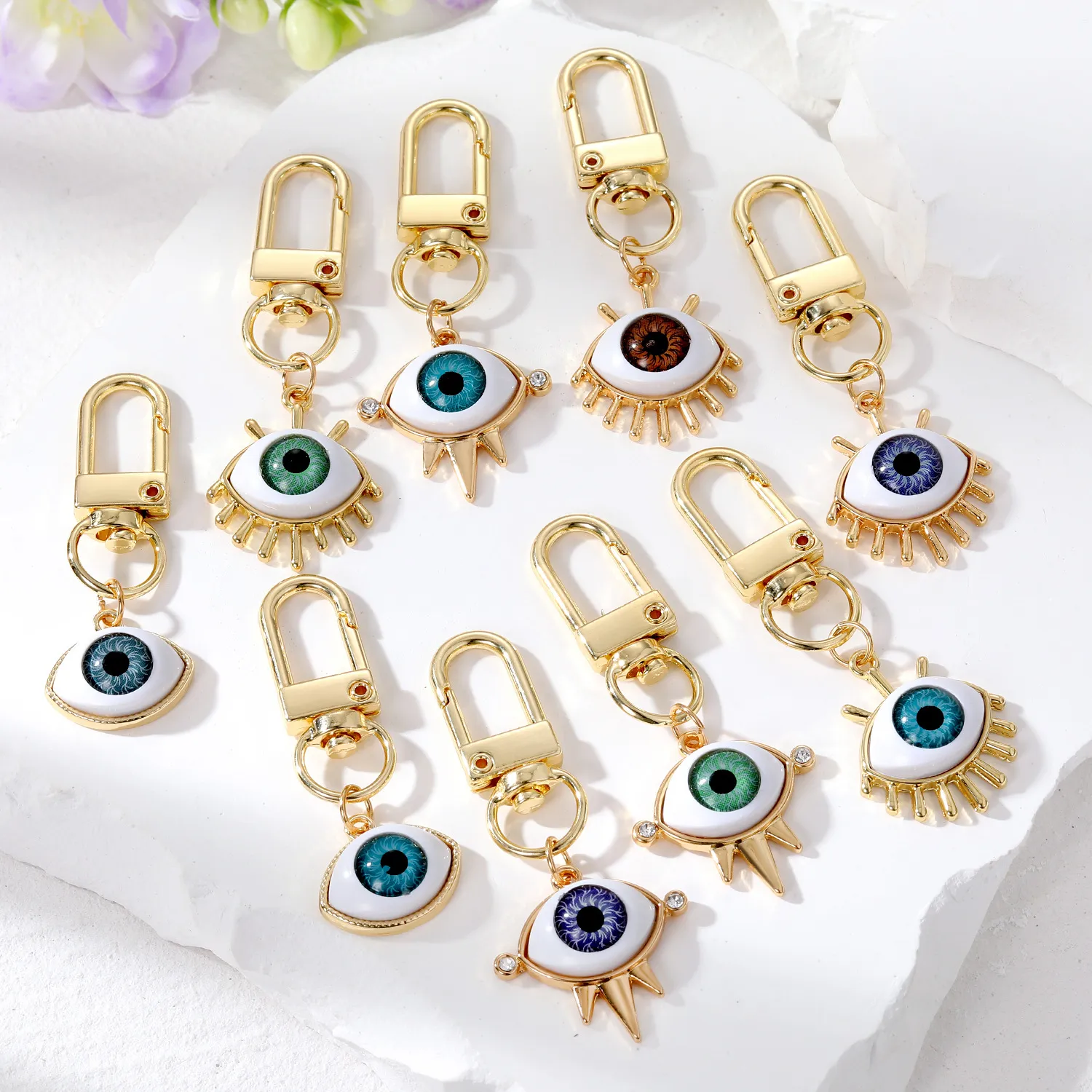 Turkish Evil Eye Keychain Key Rings Lucky Blue Eye Bag Car Pendant KeyRing Accessories Jewelry