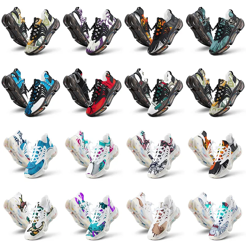 Zapatos personalizados para mujeres Men Running Artoon Animal Design Diy Palabra Blanca Blanca Blue Red Mens Entrenador 0199717 S391 S