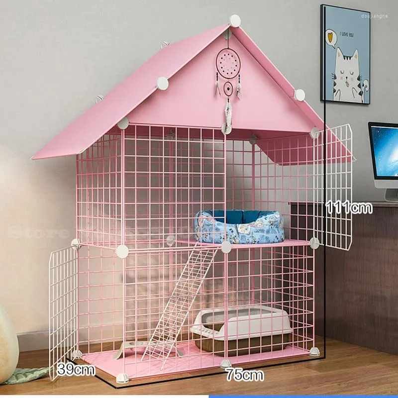 Cat Carriers Thickened Dense Cage Partitioned Villa Indoor House Household Pet Tent Kennels Large Playground Bottom Tray