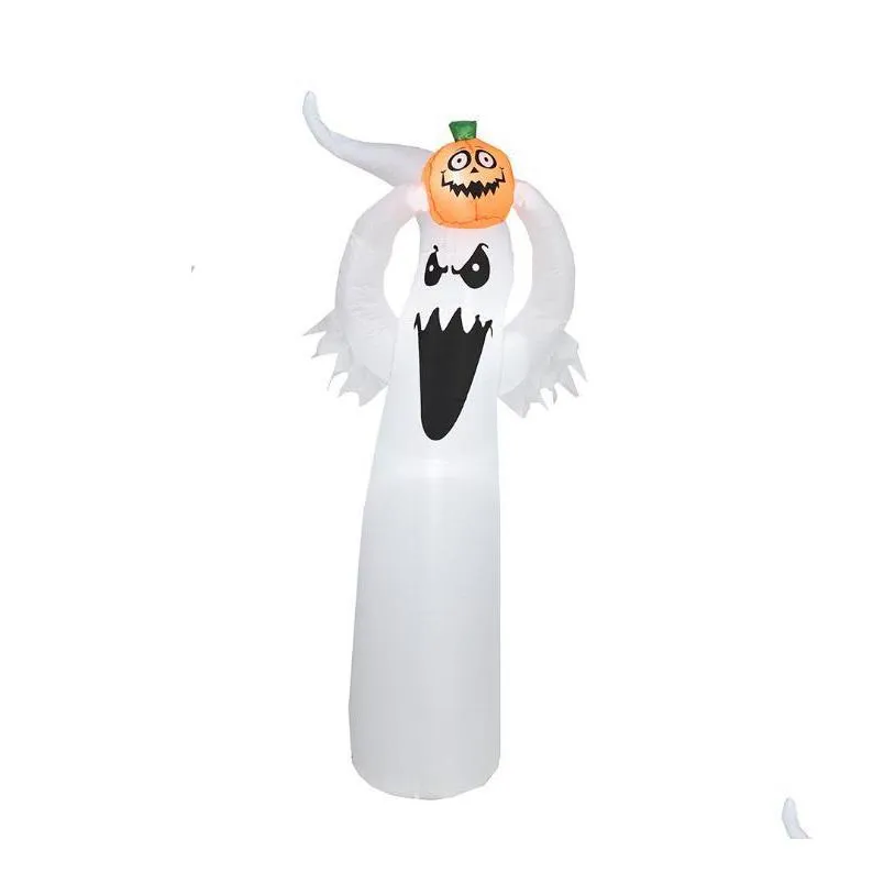 Party Decoration Scary Halloween uppblåsbar Ghostpumpkin Combination Party Decoration LED -lampor Blow Up inomhus utomhus gräsmatta festlig dhf0g