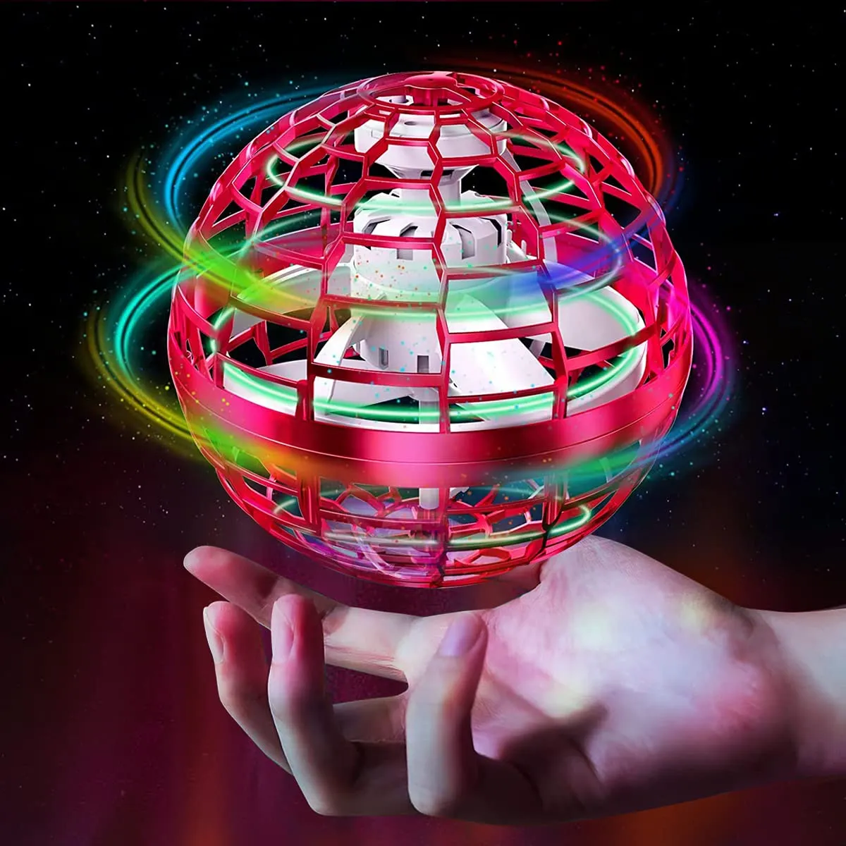 Palline magiche volanti giocattoli a sfera giocattolo per hover giocattolo 2022 controller mini drone boomerang spinner 360 rotante rotante UFO per bambini regalo rosso amqwc
