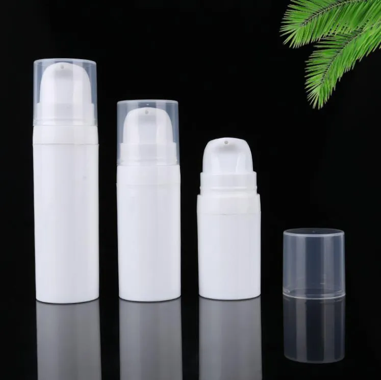 5 ml 10 ml Blanc Airless Bouteille Lotion Pompe Mini Échantillon et Test Bouteilles Conteneur Sous Vide Emballage Cosmétique SN246