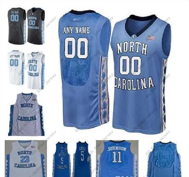 Баскетбол в колледже носит Custom North Carolina Tar Heels College Basketball Любое название Blue Black White 2 Коул Энтони Картер Майкл UNC Jerseys S-3XL