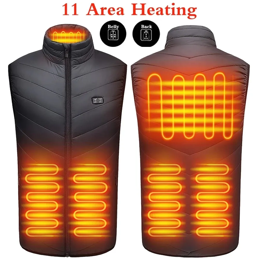 Mens Vests USB 적외선 11 가열 구역 재킷 스포츠 하이킹 대형 5XL 221117을위한 겨울 전기 가열 양복 조끼