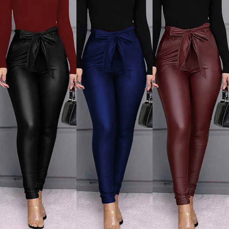 Women's Leggings Women Leather PU Leggings High Waist Push Up Butt Lift Stretch Leggings Fashion Skinny Pencil Trousers Office Lady Elegant Pants T221020