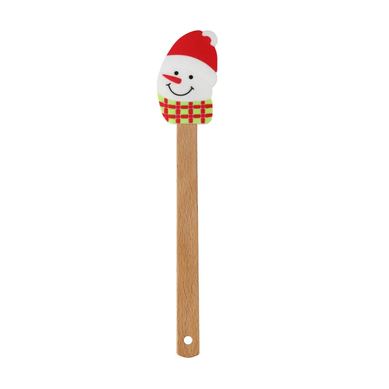 Christmas Silicone Spatula Wooden Handle Baking Scraper Cake Tools Cream Butter Spatulas Household Kitchen Utensils