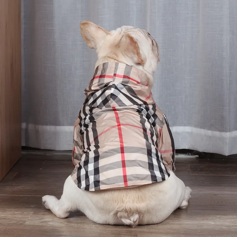 Odzież dla zwierząt Wodoodporna tkanina wiatrówka w kratę ubrania psa dla psa jesienna Teddy Schnauzer Bichon FRIZE Jarre Aero Clothing270s