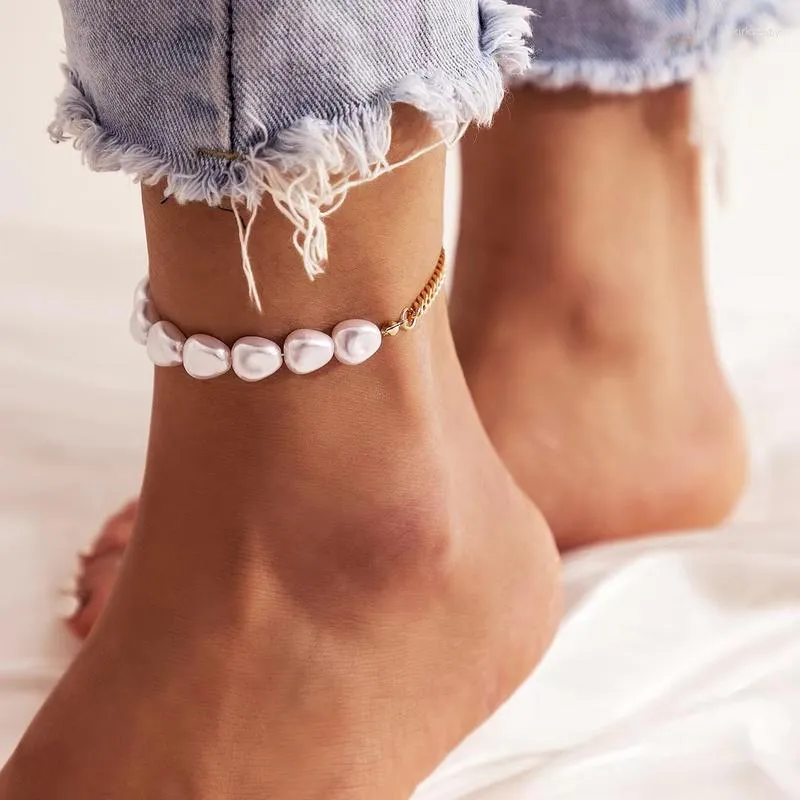 Anklets 2022 Anklet for Women Pearl Chain Creative Charm Silver Biżuter