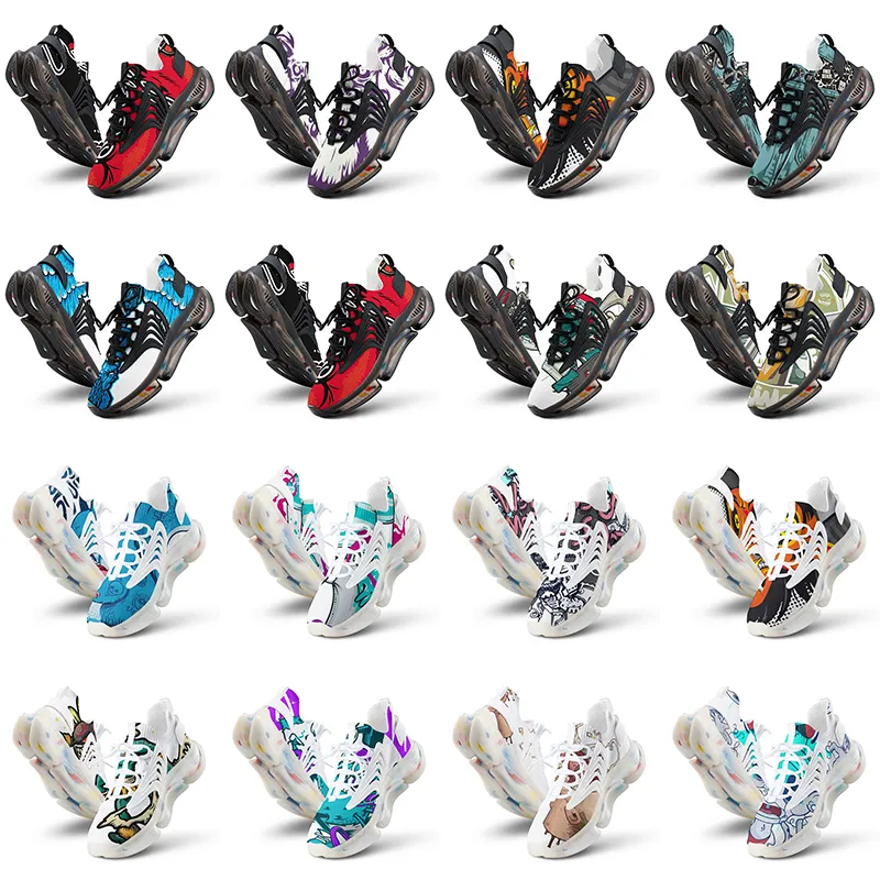 Hommes Femmes Custom Outdoor Chaussures Artoon Animal Design DIY MOT BLICE BLICH BLEU BLEU RED MENSEUR DES MENSE 0232