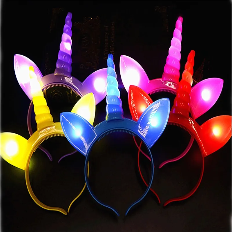 Хэллоуинские аксессуары подарки подарки Unicorn Lead Led Flash Light Kids Gift Dired Coremer Light Up Unicorn Head Bands 2601 E3