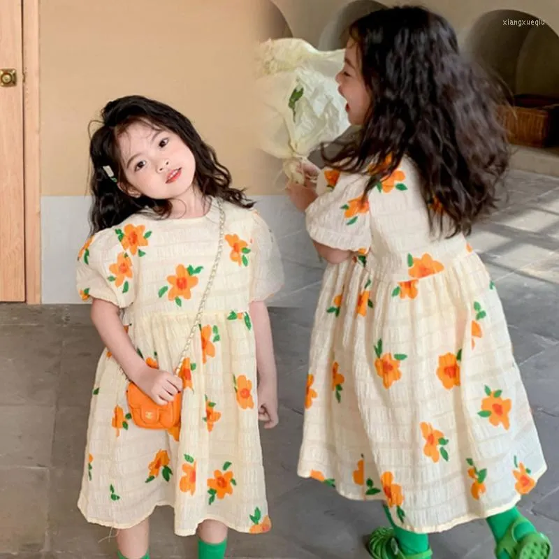 Dziewczyna sukienki dla dzieci słodkie kwiaty sukienka Summer Księżniczka Koszula 2-8 lat oddychające dziewczyny