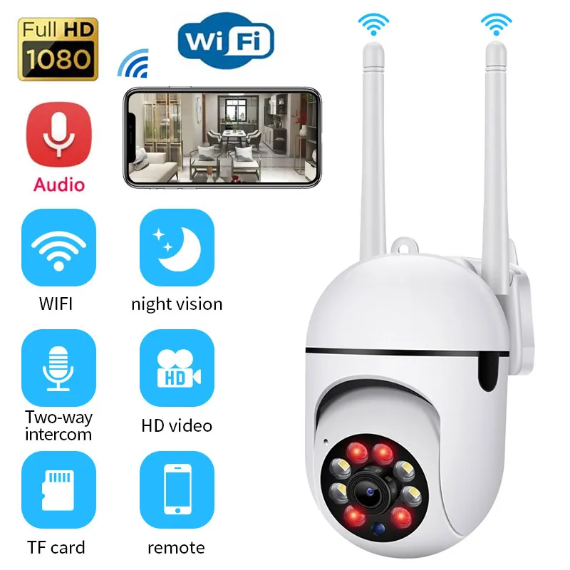 1080P WiFi Mini cámara Lámpara Base Videocámara Cámaras de vigilancia  Detección de movimiento Monitor de bebé Inicio