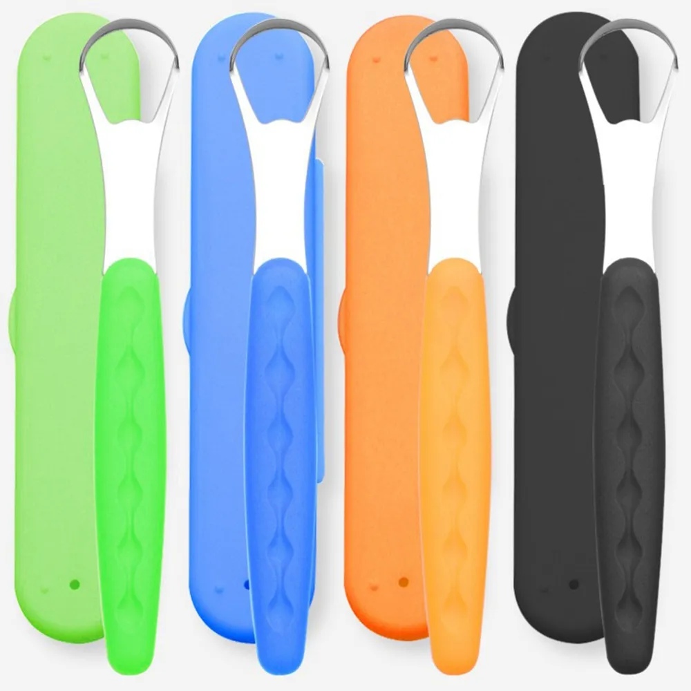 Stainless Steel Oral Tongues Brush Tongue Scraper With Portable Travel
