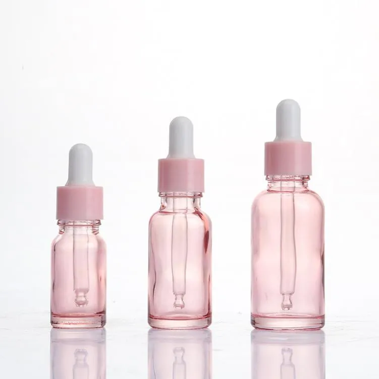 5 ml 10 ml 20 ml 30 ml 50 ml 100 ml klar rosa glas dropparflaska serum eterisk olja parfymflaskor SN232